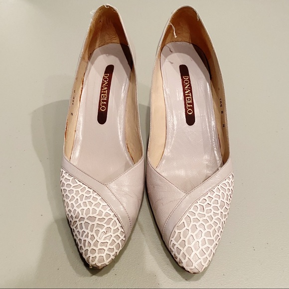 Donatello Shoes - Vintage Donatello Grey Leather Textured Heels